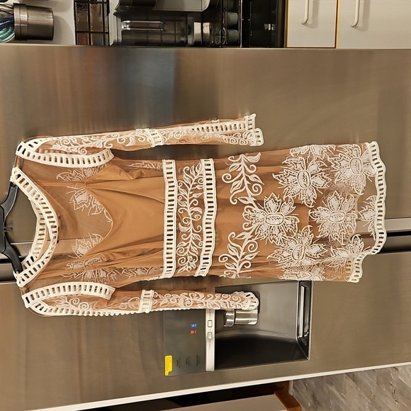 💕FOR LOVE & LEMONS💕 Desert Nights Mini Dress ~ White & Nude Small - Picture 10 of 15